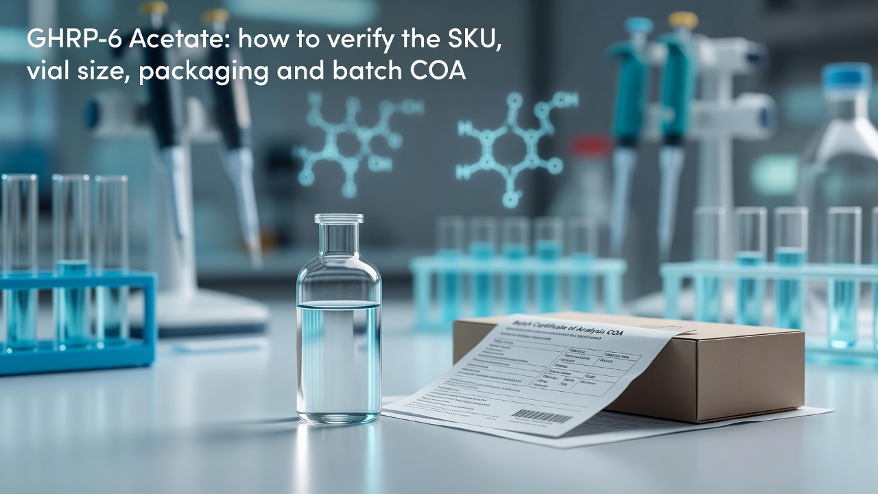 GHRP-6 Acetate: how to verify the SKU, vial size, packaging and batch COA