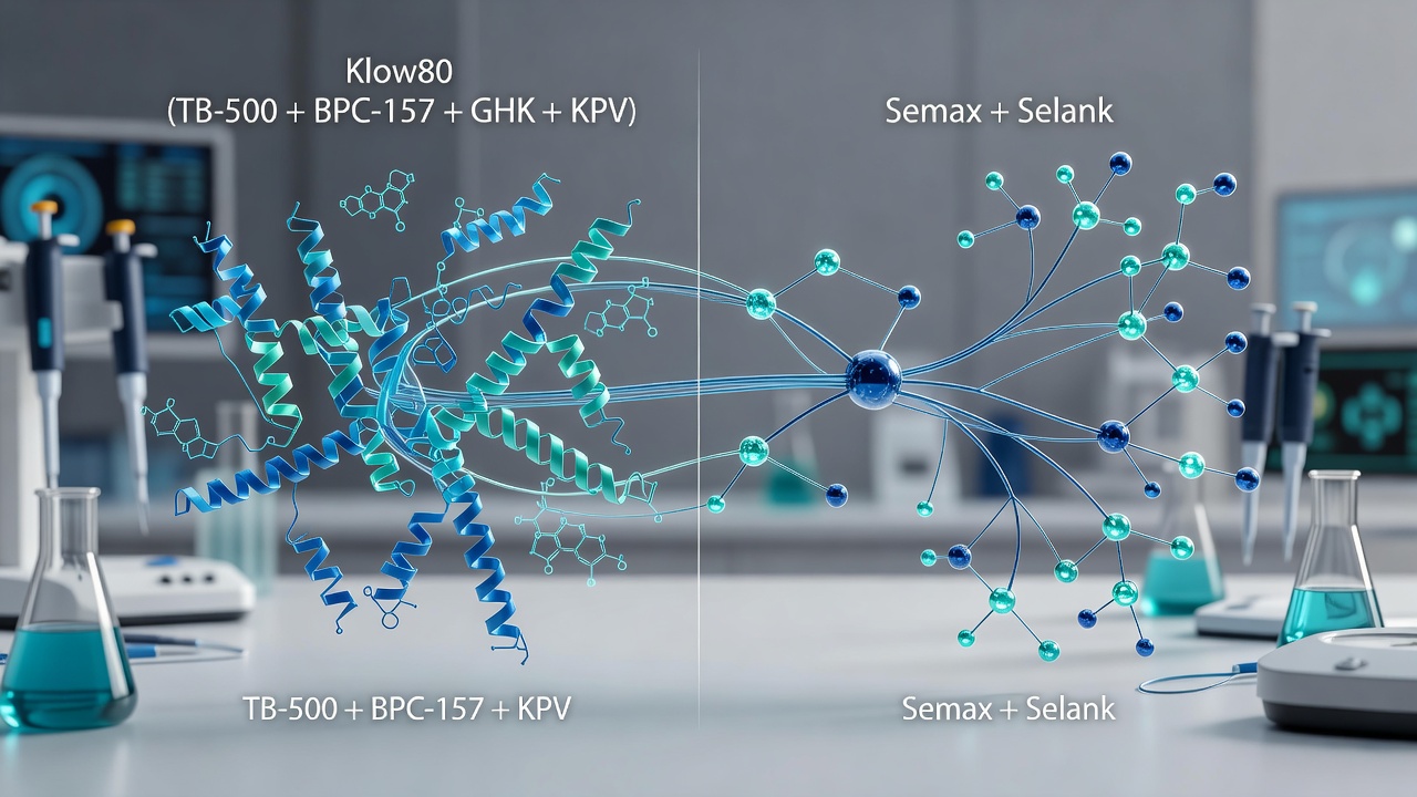 Klow80 (TB-500 + BPC-157 + GHK + KPV) vs Semax + Selank
